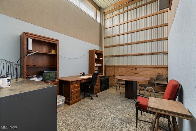 5495 Meese Rd NE, Louisville, OH 44641 - home office with a textured wall and a towering ceiling
