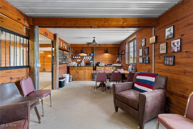 5495 Meese Rd NE, Louisville, OH 44641 - sitting room featuring wooden walls and light colored carpet