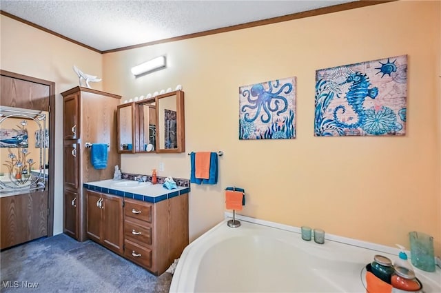 1270 S Lincoln Ave Unit A, Salem, OH 44460 - full bathroom with vanity, a garden tub, a textured ceiling, and crown molding