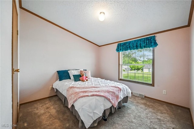 1270 S Lincoln Ave Unit A, Salem, OH 44460 - carpeted bedroom featuring a textured ceiling, ornamental molding, and baseboards