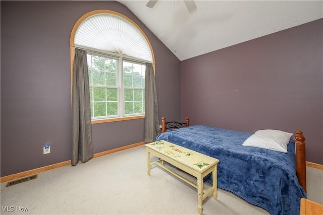 536 Silver Creek Dr, Doylestown, OH 44230 - bedroom with lofted ceiling, carpet flooring, baseboards, and ceiling fan