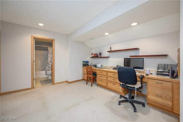 536 Silver Creek Dr, Doylestown, OH 44230 - office with light colored carpet, baseboards, and recessed lighting
