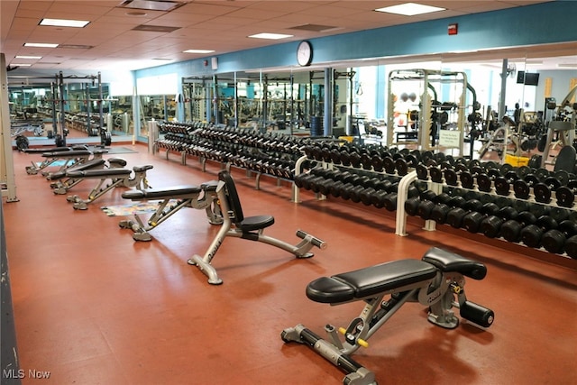 28360 Center Ridge Rd Unit 218, Westlake, OH 44145 - workout area featuring a paneled ceiling