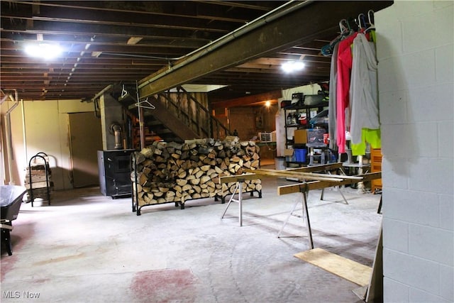 666 E Windsor Rd, Orwell, OH 44076 - basement with stairs and concrete block wall
