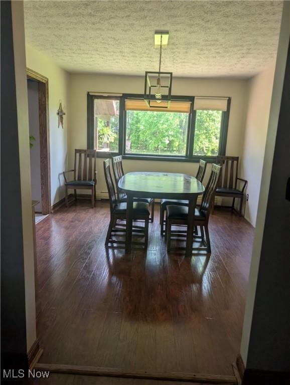666 E Windsor Rd, Orwell, OH 44076 - dining area with healthy amount of natural light, wood-type flooring, and a textured ceiling