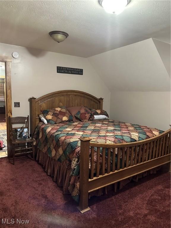 51001 Run Rd, Beallsville, OH 43716 - carpeted bedroom featuring vaulted ceiling and a textured ceiling