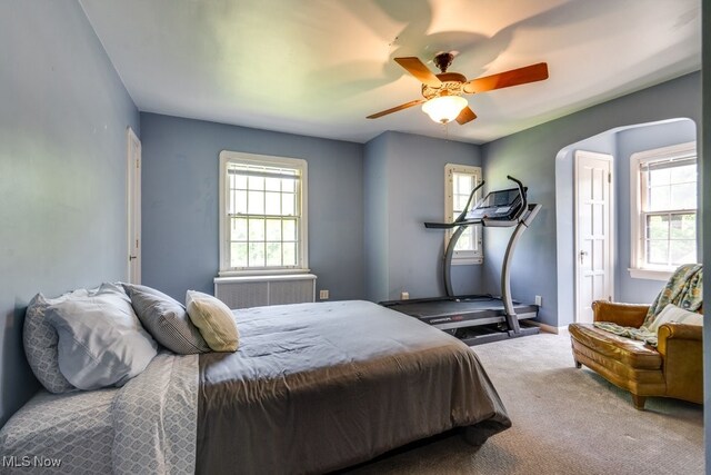 2500 Eaton Rd, University Heights, OH 44118 - carpeted bedroom with ceiling fan