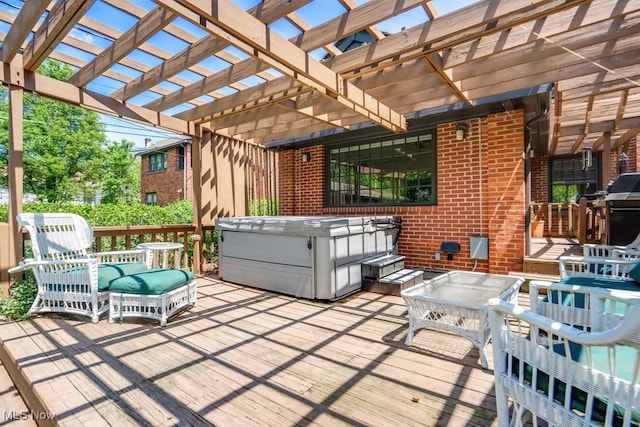 2500 Eaton Rd, University Heights, OH 44118 - view of patio / terrace featuring a hot tub, a pergola, and area for grilling