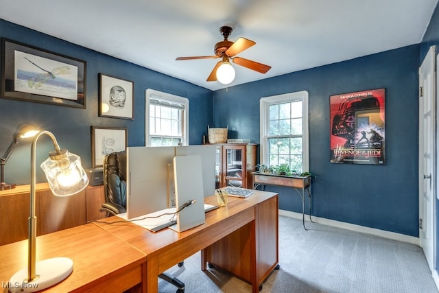 2500 Eaton Rd, University Heights, OH 44118 - carpeted office space featuring a ceiling fan and baseboards