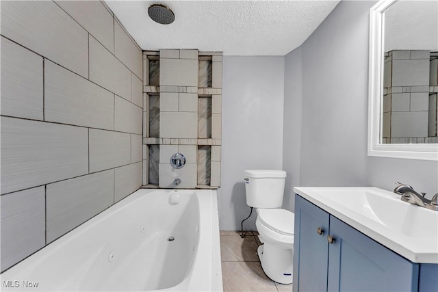 4611 W 41st St, Cleveland, OH 44109 - bathroom featuring toilet, a textured ceiling, and vanity