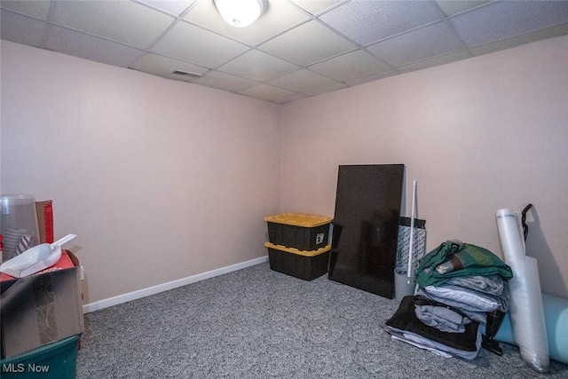 18230 James Way, Doylestown, OH 44230 - miscellaneous room with a paneled ceiling, carpet flooring, and baseboards