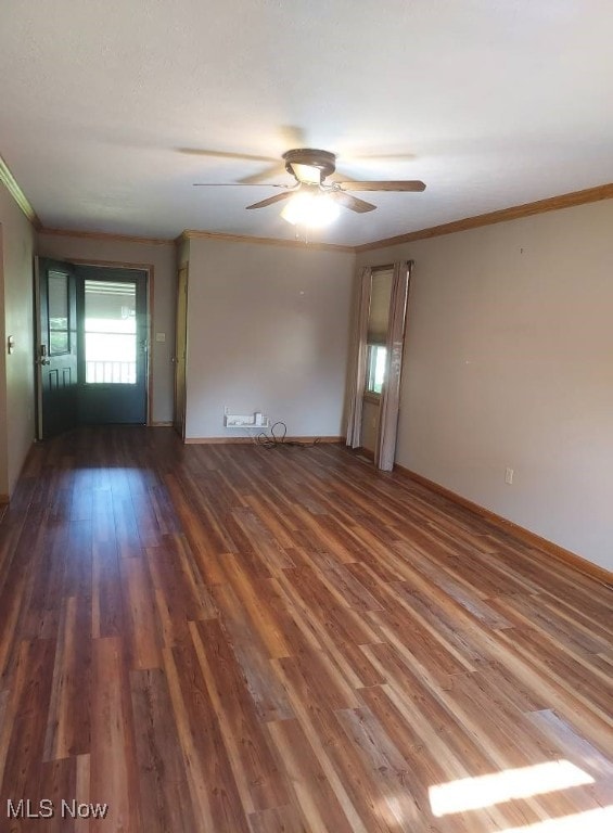 130 Maze Rd, Belpre, OH 45714 - unfurnished room featuring wood finished floors, a ceiling fan, and crown molding