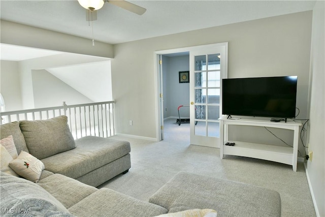 100 Turnberry Ct NE, Warren, OH 44484 - living room featuring ceiling fan, carpet floors, and baseboards
