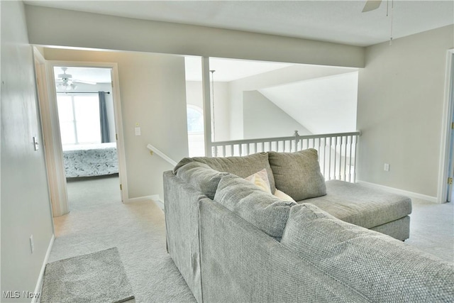 100 Turnberry Ct NE, Warren, OH 44484 - living room with ceiling fan, carpet floors, and baseboards