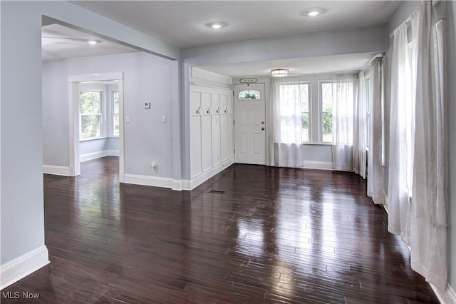 2577 Idlewood Rd, Cleveland Heights, OH 44118 - entryway featuring baseboards and dark wood-style floors