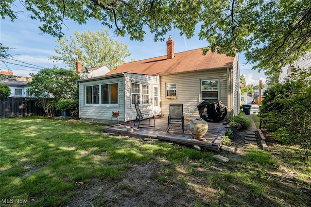 23903 E Baintree Rd, Beachwood, OH 44122 - back of house with a deck and a chimney