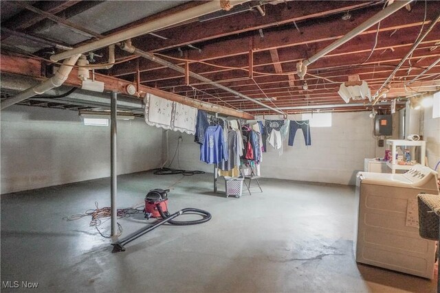 5920 Renninger Rd, New Franklin, OH 44319 - below grade area with washer and clothes dryer and electric panel