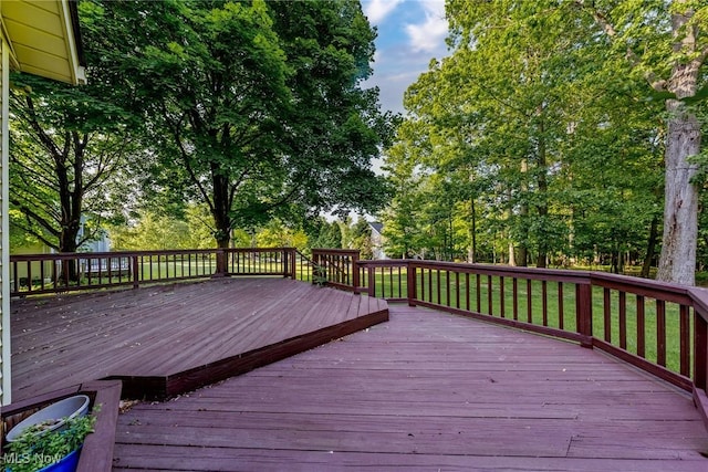 5011 Buttonbush Ln, North Royalton, OH 44133 - wooden deck with view of wooded area