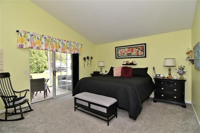 335 Devon Pond, Aurora, OH 44202 - bedroom with carpet flooring, access to outside, lofted ceiling, and baseboards