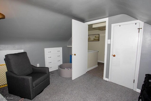 208 Como St, Struthers, OH 44471 - living area with lofted ceiling and carpet floors