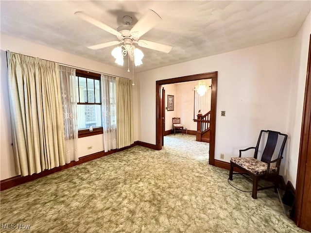 808 Gilbert Ave, Follansbee, WV 26037 - spare room with carpet floors, a ceiling fan, and baseboards