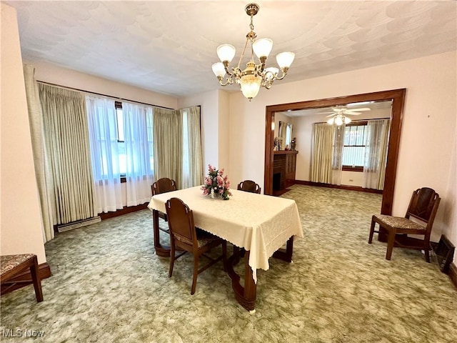 808 Gilbert Ave, Follansbee, WV 26037 - carpeted dining space featuring a chandelier and baseboards
