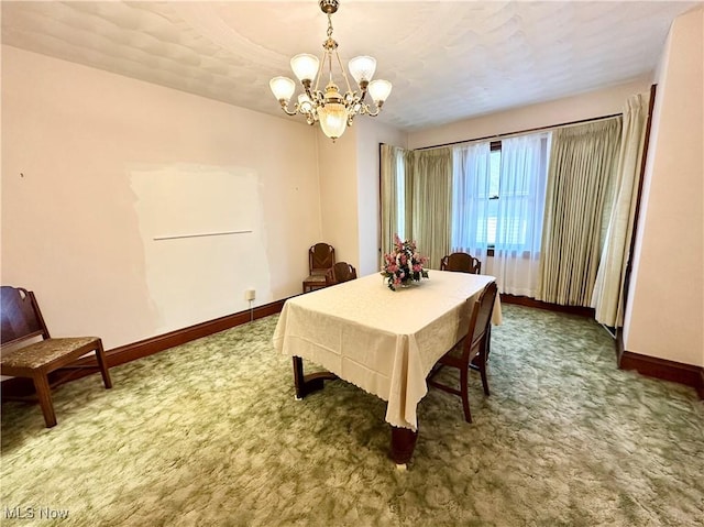 808 Gilbert Ave, Follansbee, WV 26037 - carpeted dining space featuring a chandelier and baseboards