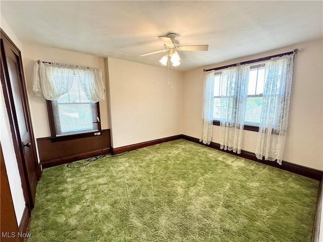 808 Gilbert Ave, Follansbee, WV 26037 - spare room with healthy amount of natural light, ceiling fan, baseboards, and carpet flooring