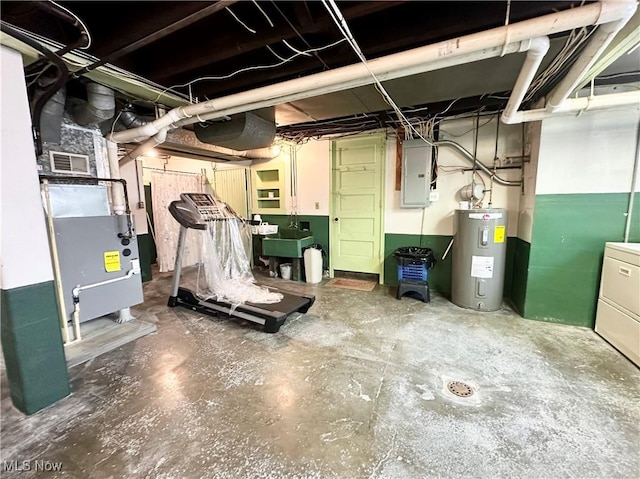 808 Gilbert Ave, Follansbee, WV 26037 - unfinished below grade area with water heater and electric panel