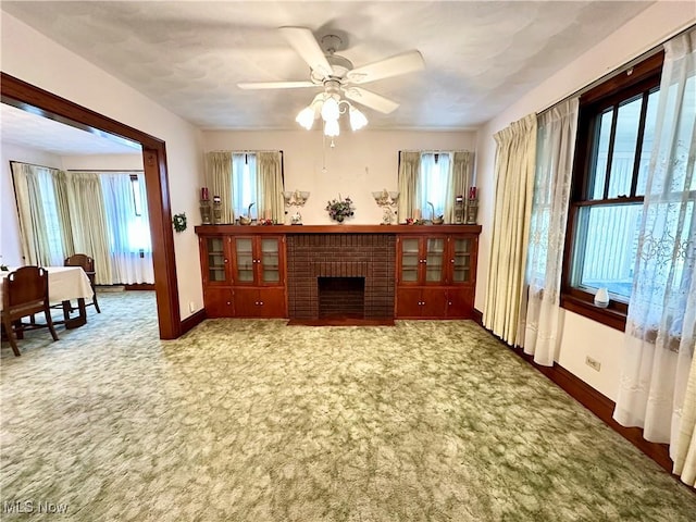 808 Gilbert Ave, Follansbee, WV 26037 - living area featuring ceiling fan, healthy amount of natural light, baseboards, and carpet flooring