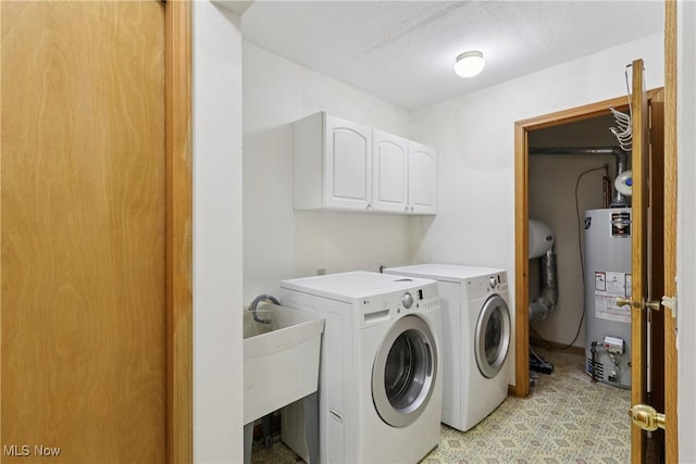 47 Tudor Ln Unit 6C, Kent, OH 44240 - washroom with water heater, washer and clothes dryer, and cabinet space