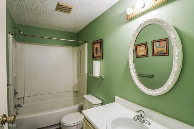 3888 Lake Run Blvd, Stow, OH 44224 - bathroom featuring a textured ceiling, shower / washtub combination, toilet, and vanity