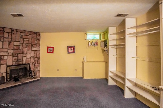 3888 Lake Run Blvd, Stow, OH 44224 - basement with carpet floors and a stone fireplace