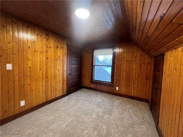 275 Cornell Ave, Amherst, OH 44001 - bonus room with carpet flooring, lofted ceiling, wood walls, and wooden ceiling