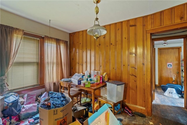 310 N Bentley Ave, Niles, OH 44446 - dining area with wood walls and carpet
