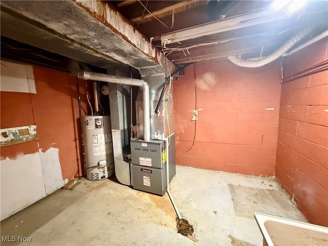 47 Walker Manor Cir, Colliers, WV 26035 - unfinished basement featuring gas water heater and heating unit