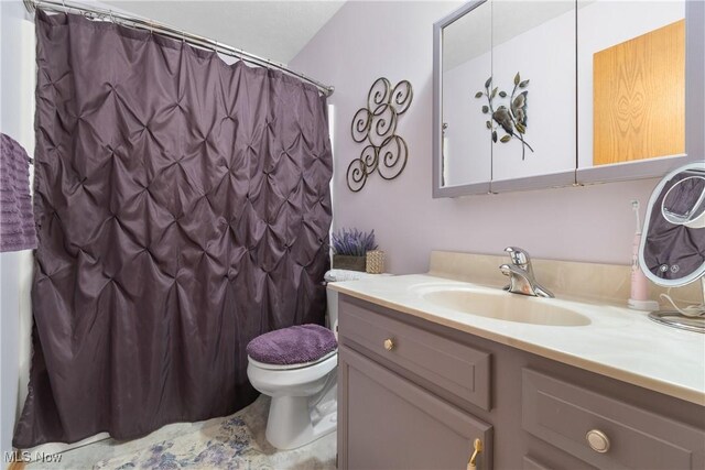 5472 Hancock St SW, Canton, OH 44706 - bathroom featuring vanity, toilet, and a shower with curtain