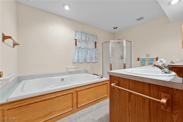 6791 Cedar Ridge Trl, Clinton, OH 44216 - full bathroom featuring a stall shower, a bath, and vanity