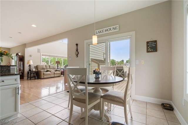 5325 S Island Dr NW, Canton, OH 44718 - dining room with light tile patterned floors, baseboards, and recessed lighting