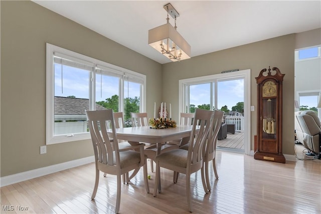 5325 S Island Dr NW, Canton, OH 44718 - dining area with light wood-style flooring, baseboards, and a chandelier