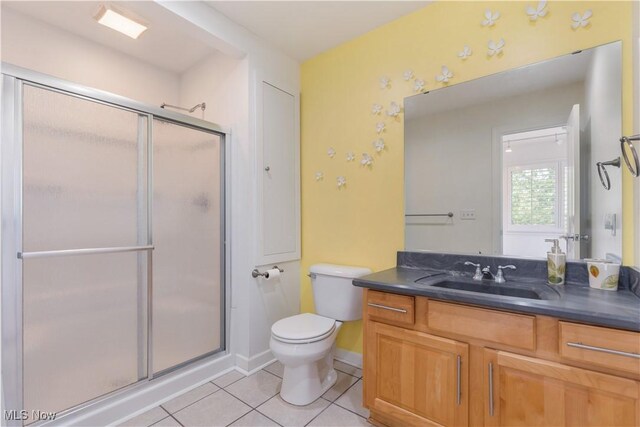 5325 S Island Dr NW, Canton, OH 44718 - full bathroom featuring vanity, toilet, tile patterned floors, and a shower stall