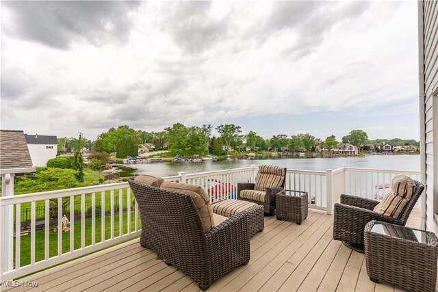 5325 S Island Dr NW, Canton, OH 44718 - wooden deck featuring a water view