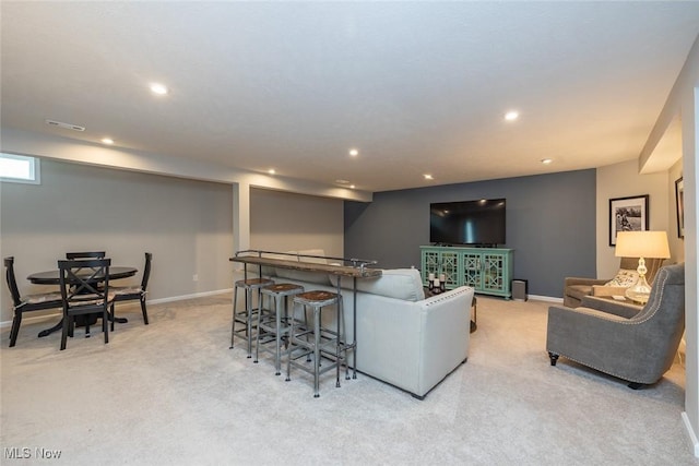 12136 White Tail Run, Columbia Station, OH 44028 - living area with light colored carpet, baseboards, and recessed lighting