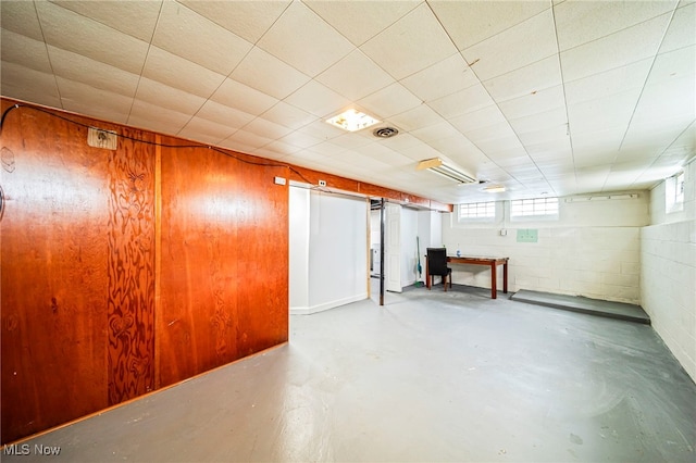 23701 Colbourne Rd, Euclid, OH 44123 - below grade area featuring wooden walls and concrete block wall