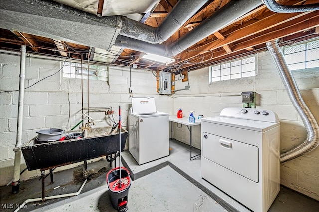 23701 Colbourne Rd, Euclid, OH 44123 - below grade area featuring washing machine and dryer and electric panel