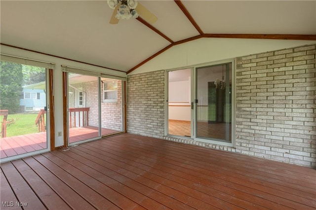 1214 Highwood Dr, New Franklin, OH 44216 - unfurnished sunroom with ceiling fan and lofted ceiling
