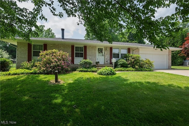 1214 Highwood Dr, New Franklin, OH 44216 - ranch-style home featuring brick siding, a garage, concrete driveway, and a front lawn
