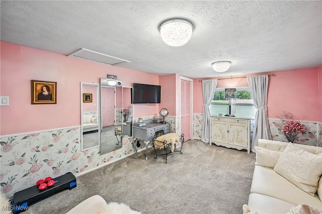 245 N Rd, Niles, OH 44446 - carpeted office space featuring attic access and a textured ceiling