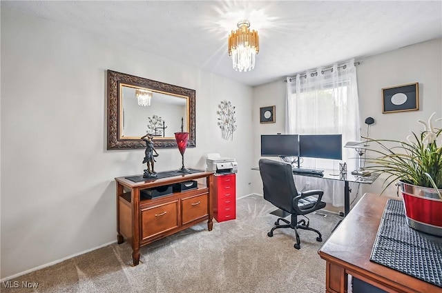 245 N Rd, Niles, OH 44446 - carpeted office with a chandelier and baseboards