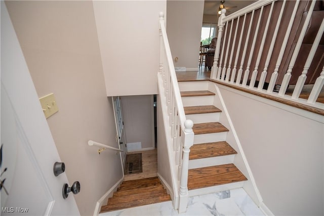 3406 Rebecca Dr, Canfield, OH 44406 - stairway featuring baseboards